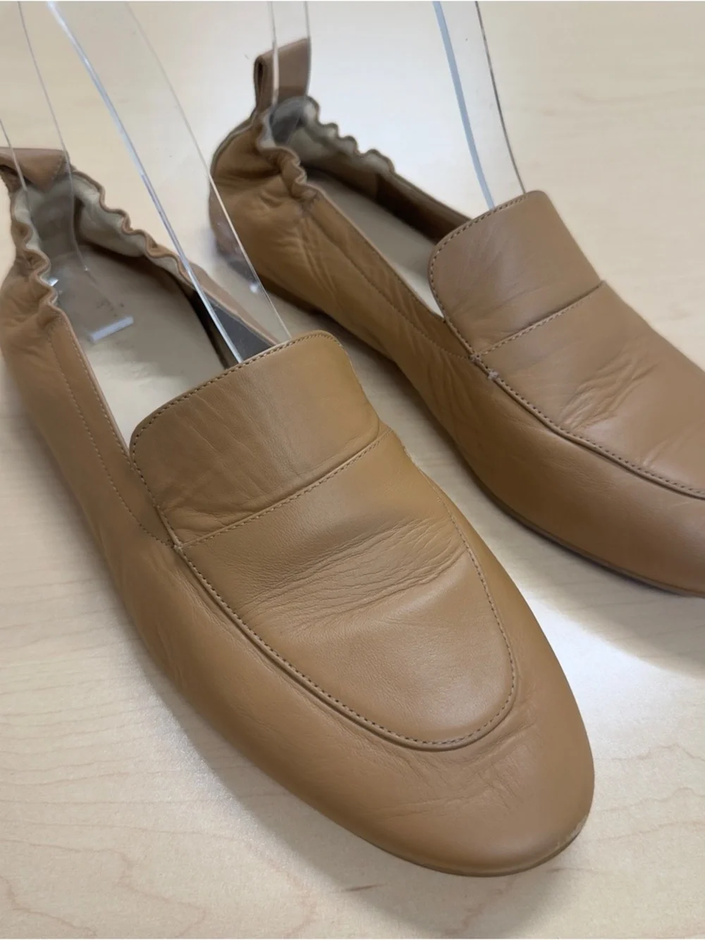 Everlane Tan Leather Slip-On Elastic Back Driving Loafers Size 7.5